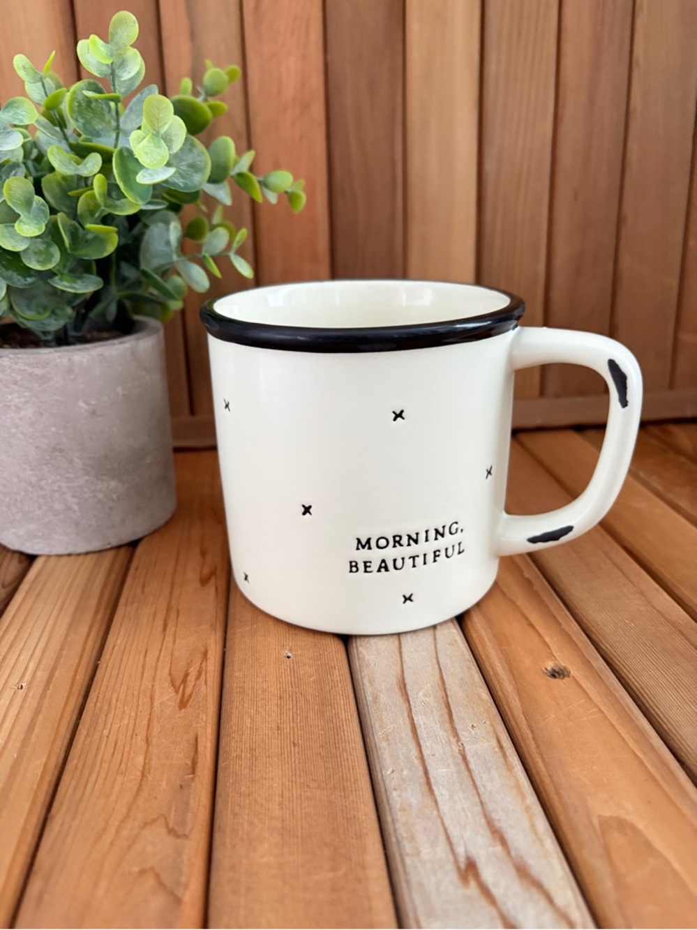 Hearth and Hand Magnolia mug Morning Beautiful cream black farmhouse style - Picture 2 of 6